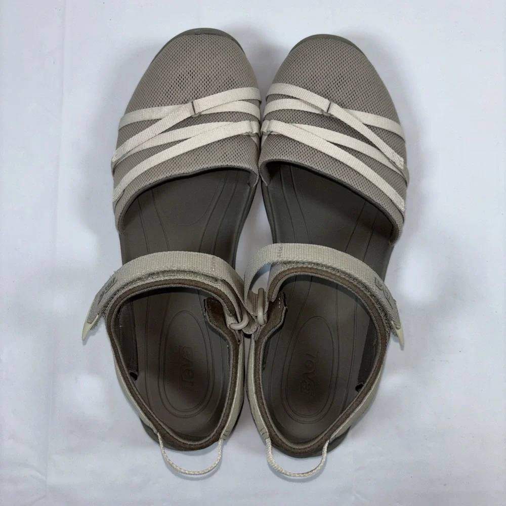 Teva Shoes Womens 9.5 Taupe Tirra CT Ankle Straps Numa Print Mesh Closed 1106837